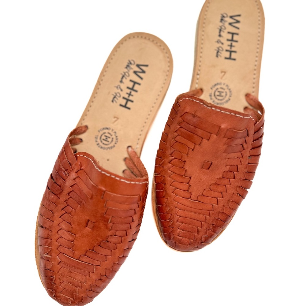 Women's Walnut Brown Huarache Slip on Sandals - Picture 3 of 4